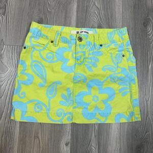 Gap‎ Y2K Green and Blue Retro Floral and Paisley Mini Skirt
